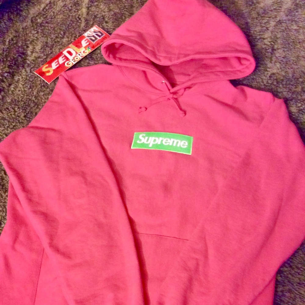 Supreme Pink Box Logo Hoodie 17’